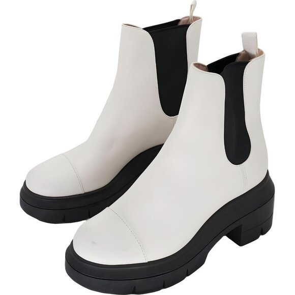 Stuart Weitzman Women's Norah Lug Sole White Boots - Size 5 - Picture 2 of 6